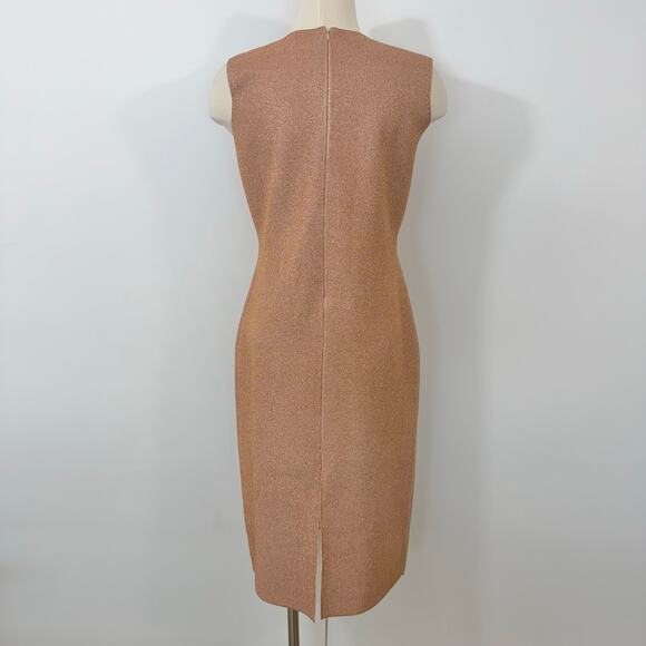 St. John Lurex Pique Sleveless Midi Knit Sheath Dress in Blossom Pink M *READ - Picture 9 of 14